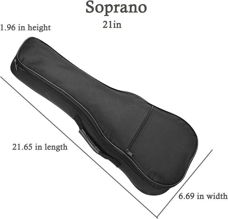 Farcaya Soprano Ukulele Case Bag 21 in Soft Uke Backpack for Gig with Adjustable Dual Shoulder Straps 0.2 inch Sponge Padding Protective Waterproof Oxford (Black, 21inch) - Image 4